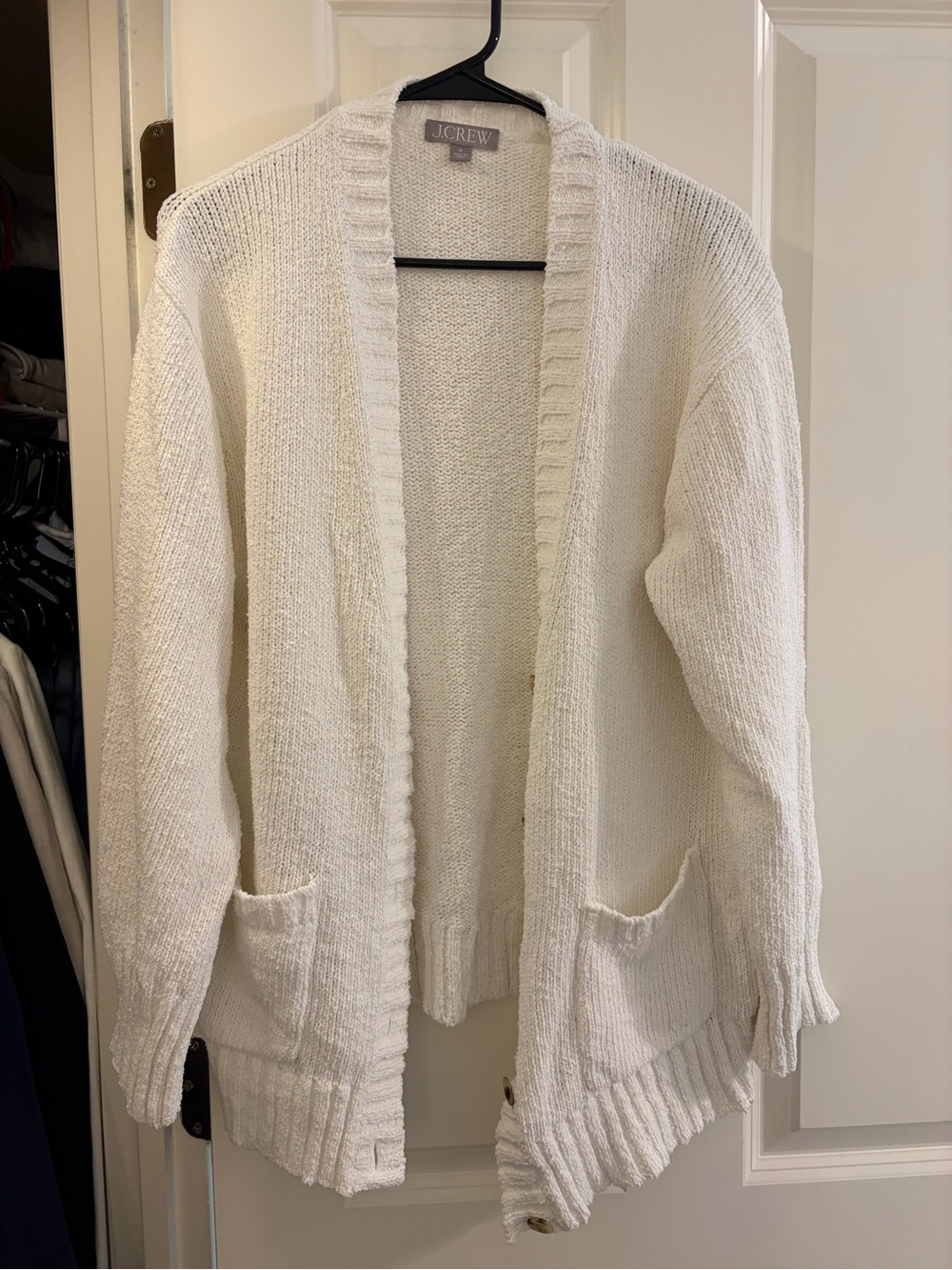 J. Crew White V-Neck Button Front Cardigan - Picture 2 of 5